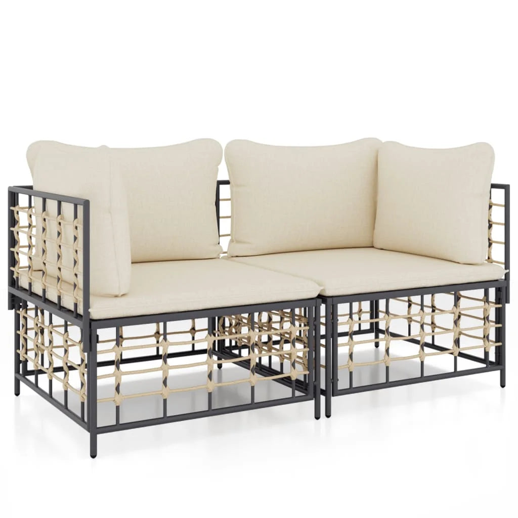 Sectional Corner Sofa with Cushions 2 pcs Poly Rattan I110