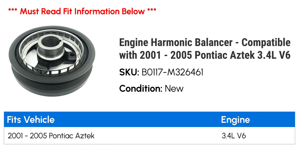 Harmonic Balancer for 2001-2005 Pontiac Aztek 3.4L V6 Q684773