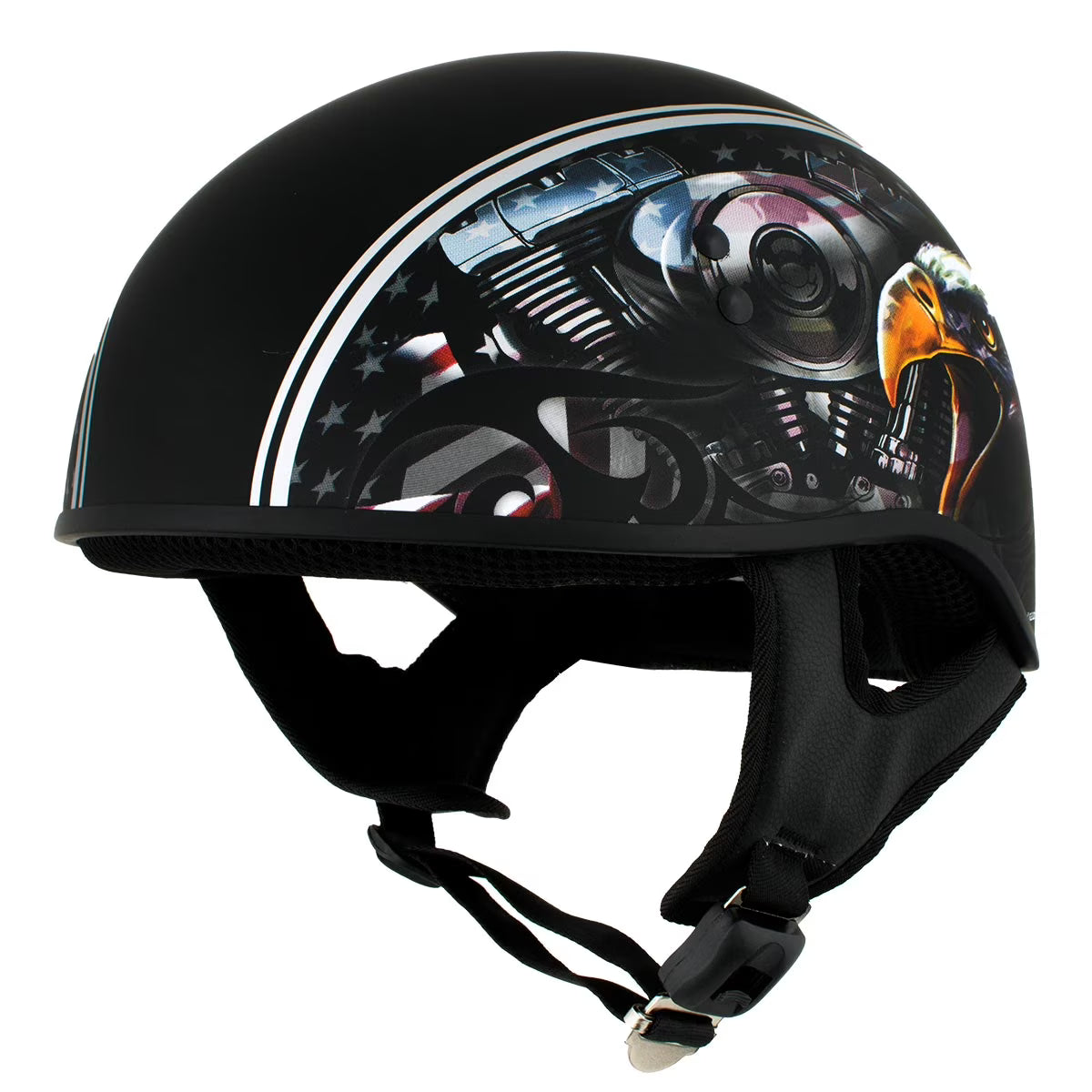 Flat Black Motorcycle DOT Half Helmet P494610