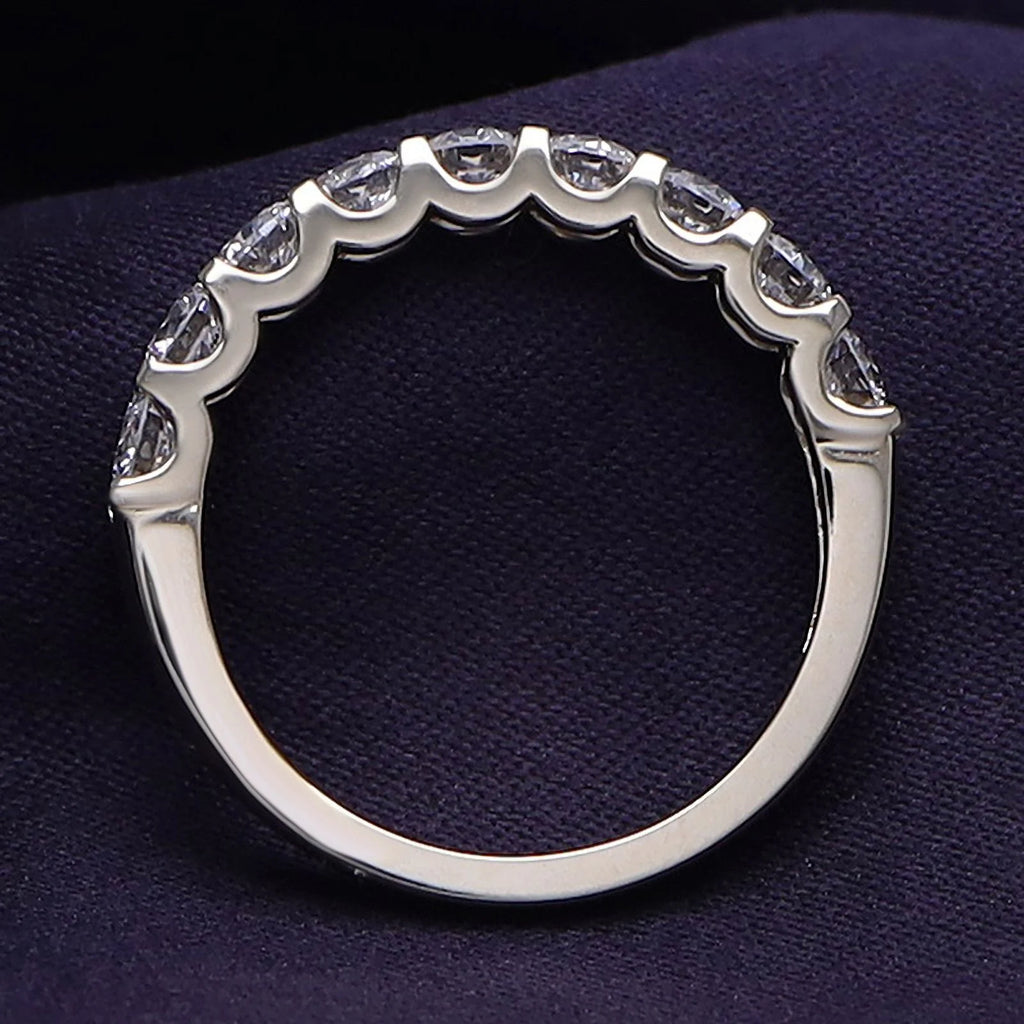 0.86 Carat Round Cut Lab Created Moissanite Half Eternity Wedding Band Ring In 14K Yellow Gold Over Sterling Silver Size 7 E3713