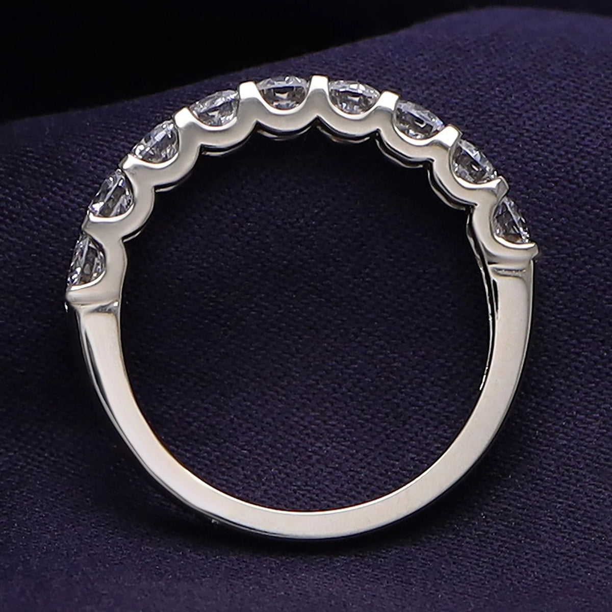 0.86 Carat Round Cut Lab Created Moissanite Half Eternity Wedding Band Ring In 14K Yellow Gold Over Sterling Silver Size 7 E3713