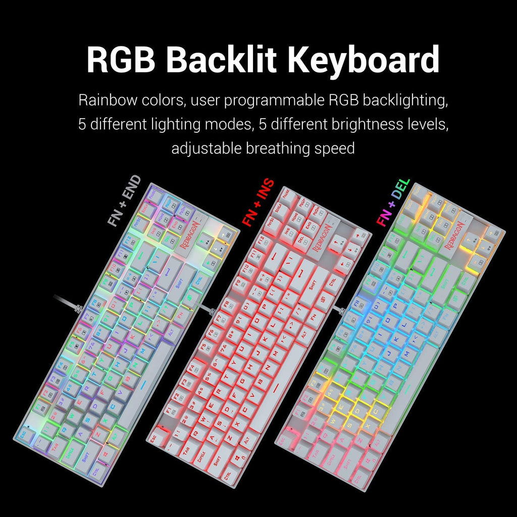 White 87 Key RGB Mechanical Gaming Keyboard H865059