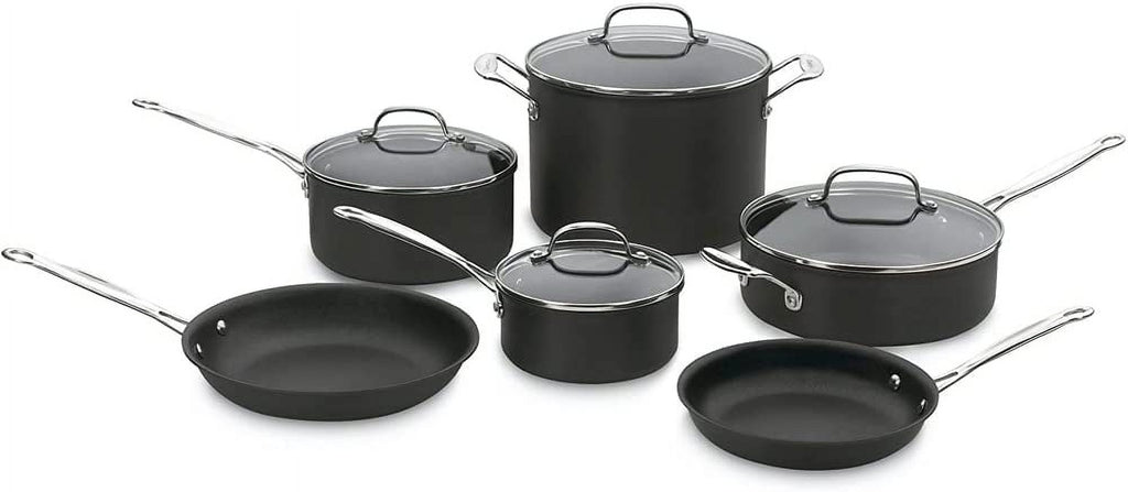 10-Piece Nonstick Hard-Anodized Cookware Set with 12-Piece Knife Set and Knife Sharpener I6152