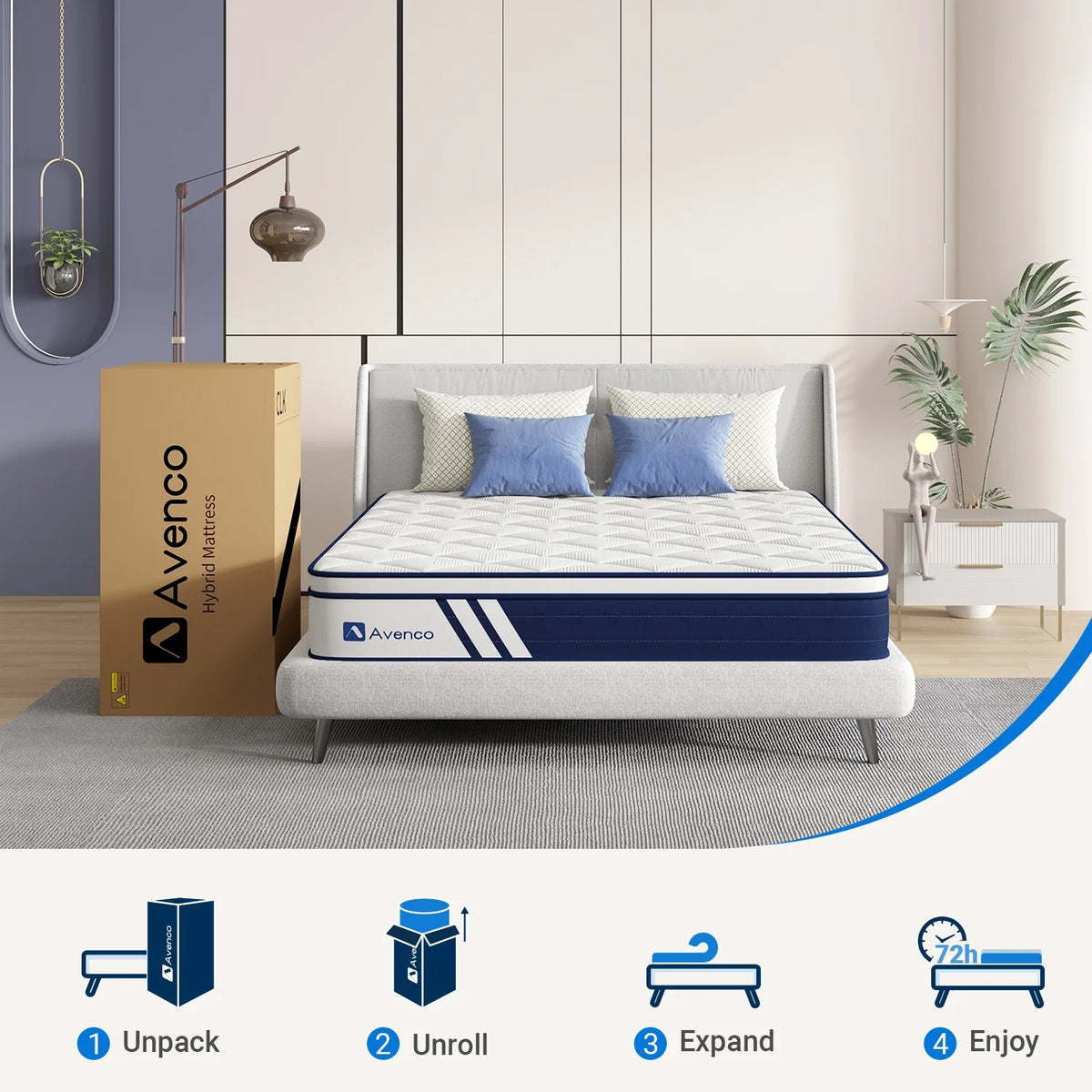 10 inch Gel Memory Foam Hybrid Mattress Queen Size J932993