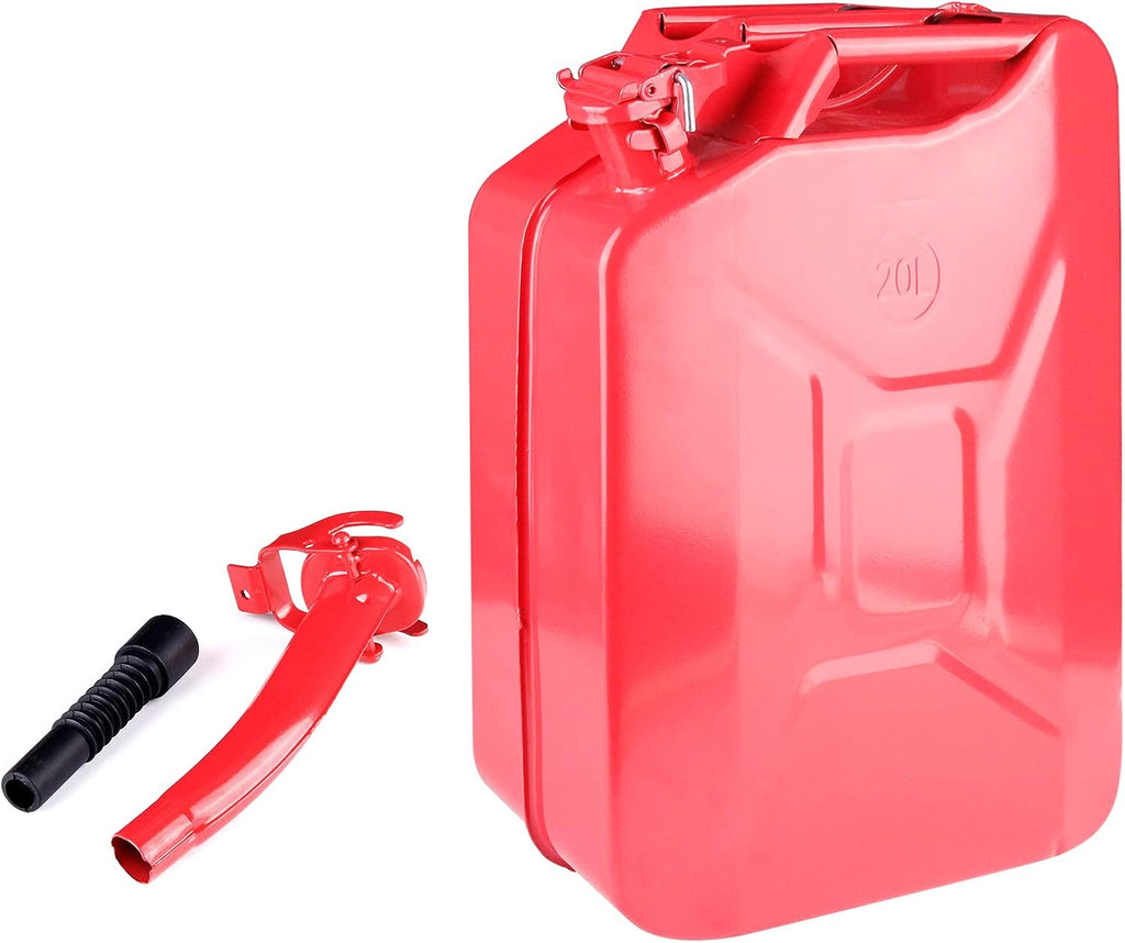 2 Pack Red 20L Steel Gas Can with Spout System P944