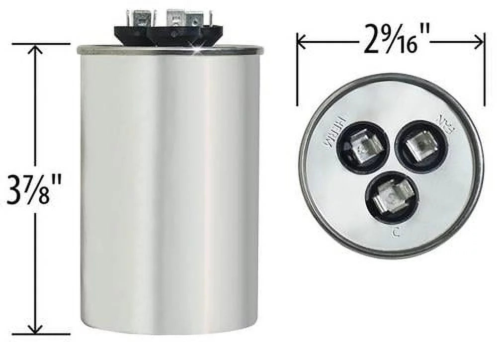 55/5 uF MFD 370 VAC Dual Round Replacement Capacitor A3844