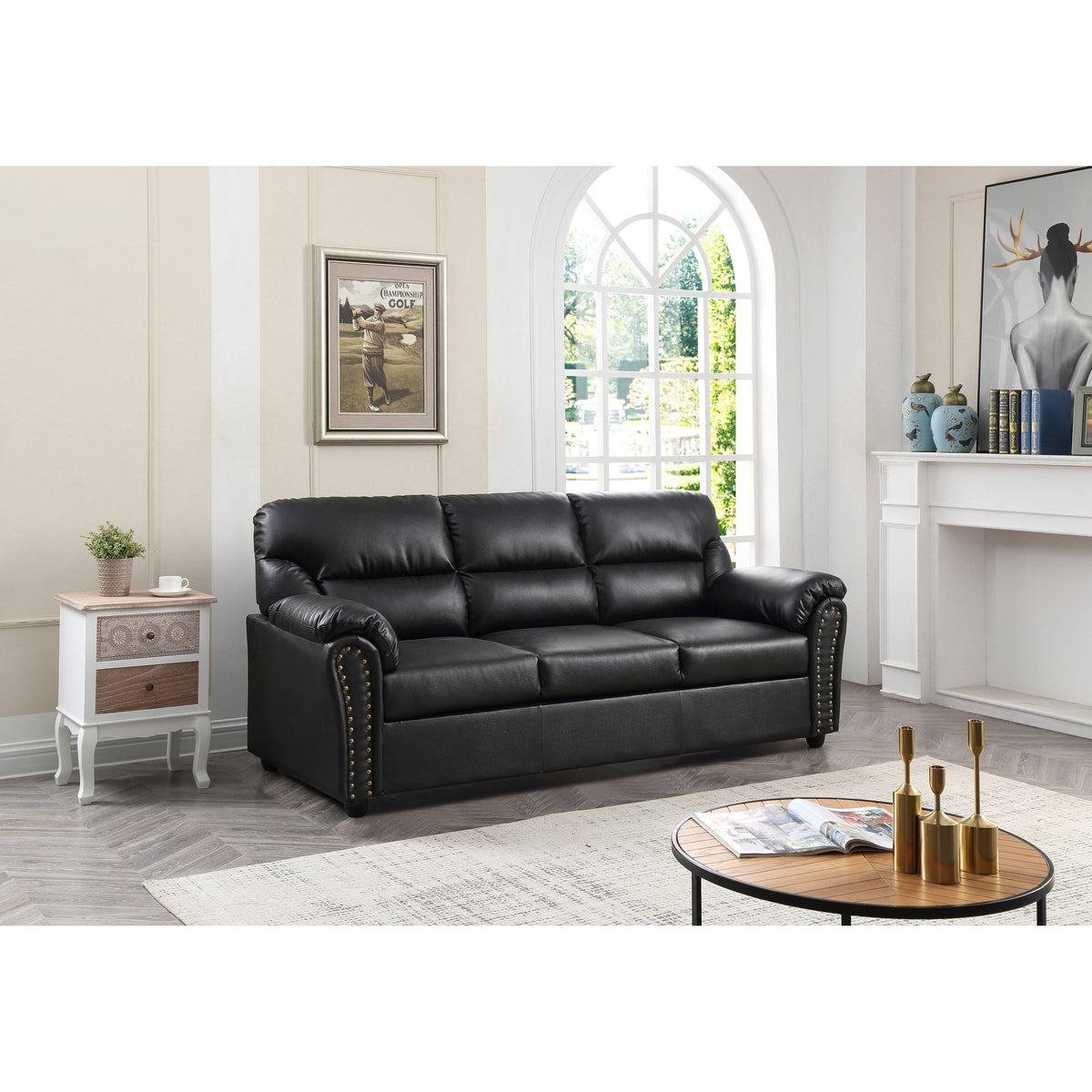 Black Faux Leather Sofa L157346