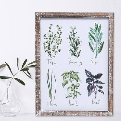 Vintage Herb and Spices Botanical Wood Framed Wall Decor A473