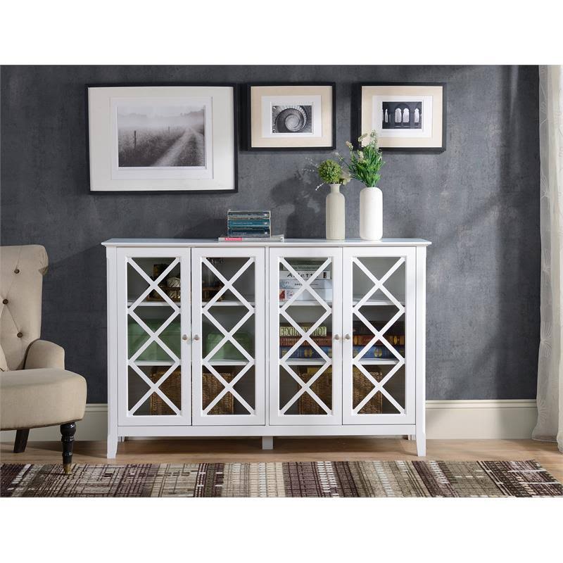 White Wood Accent Cabinet with Four Doors Z425188