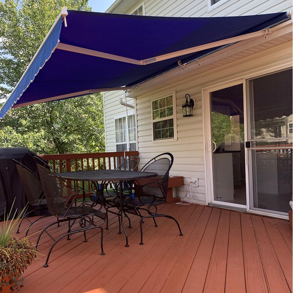12 x 10 Feet Blue Retractable Patio Awning E266