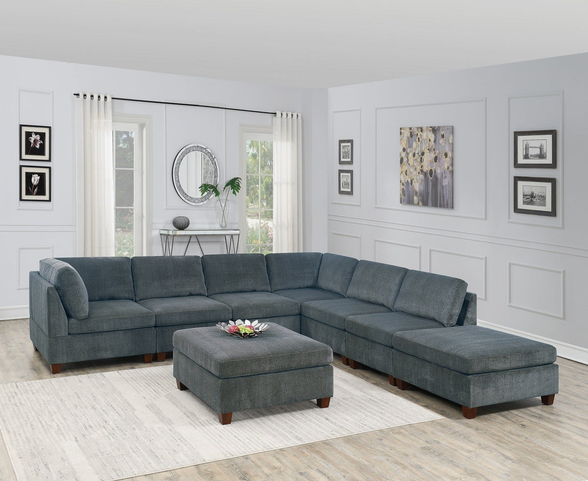 Grey Chenille Modular Sectional 8pc Set O3655