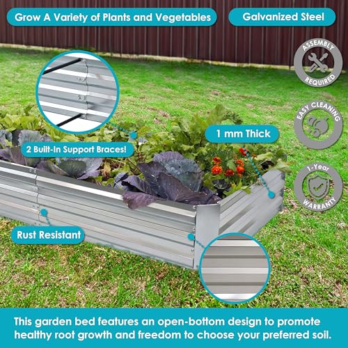 3 x 6 ft Galvanized Steel Rectangular Raised Garden Bed Z712