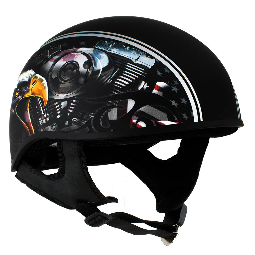 Flat Black Motorcycle DOT Half Helmet P494610