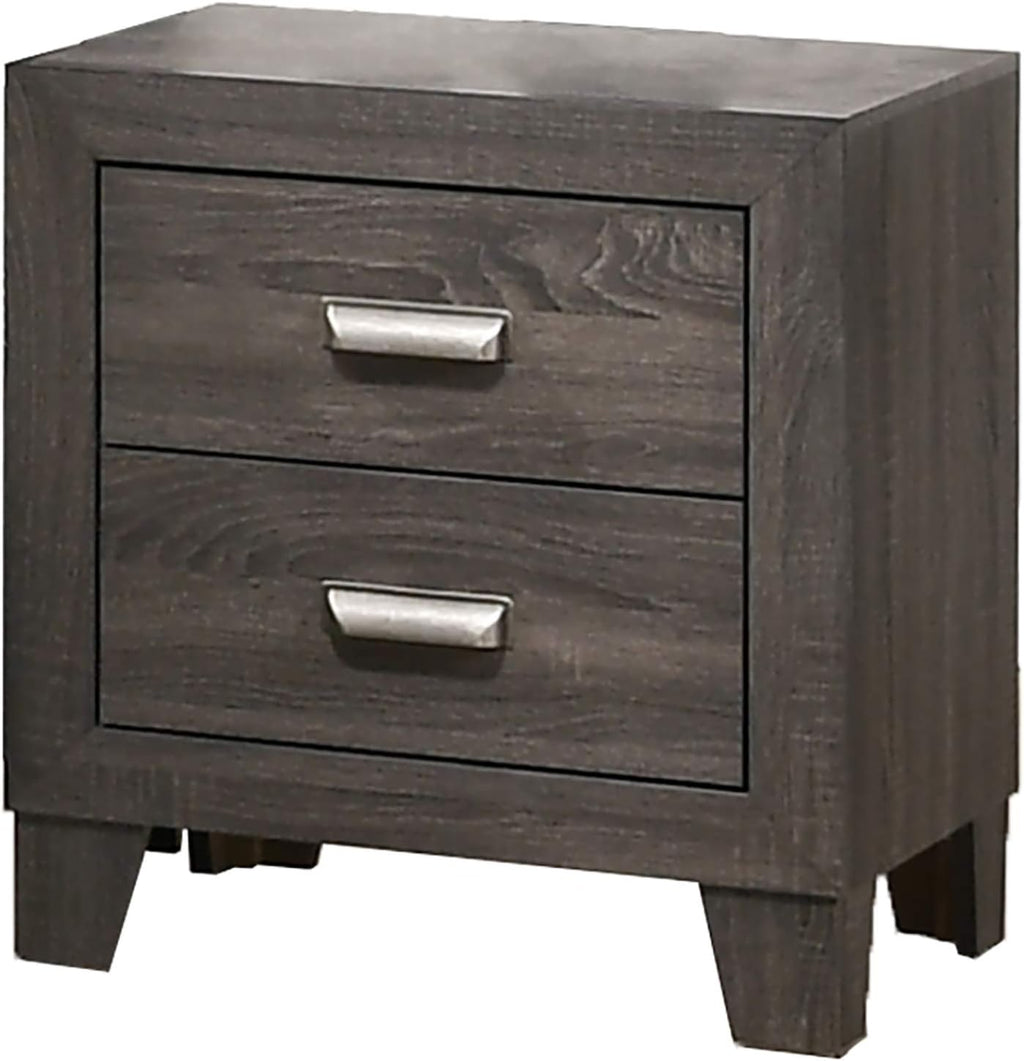 Gray Queen Bed Dresser Mirror 2 Nightstands D520