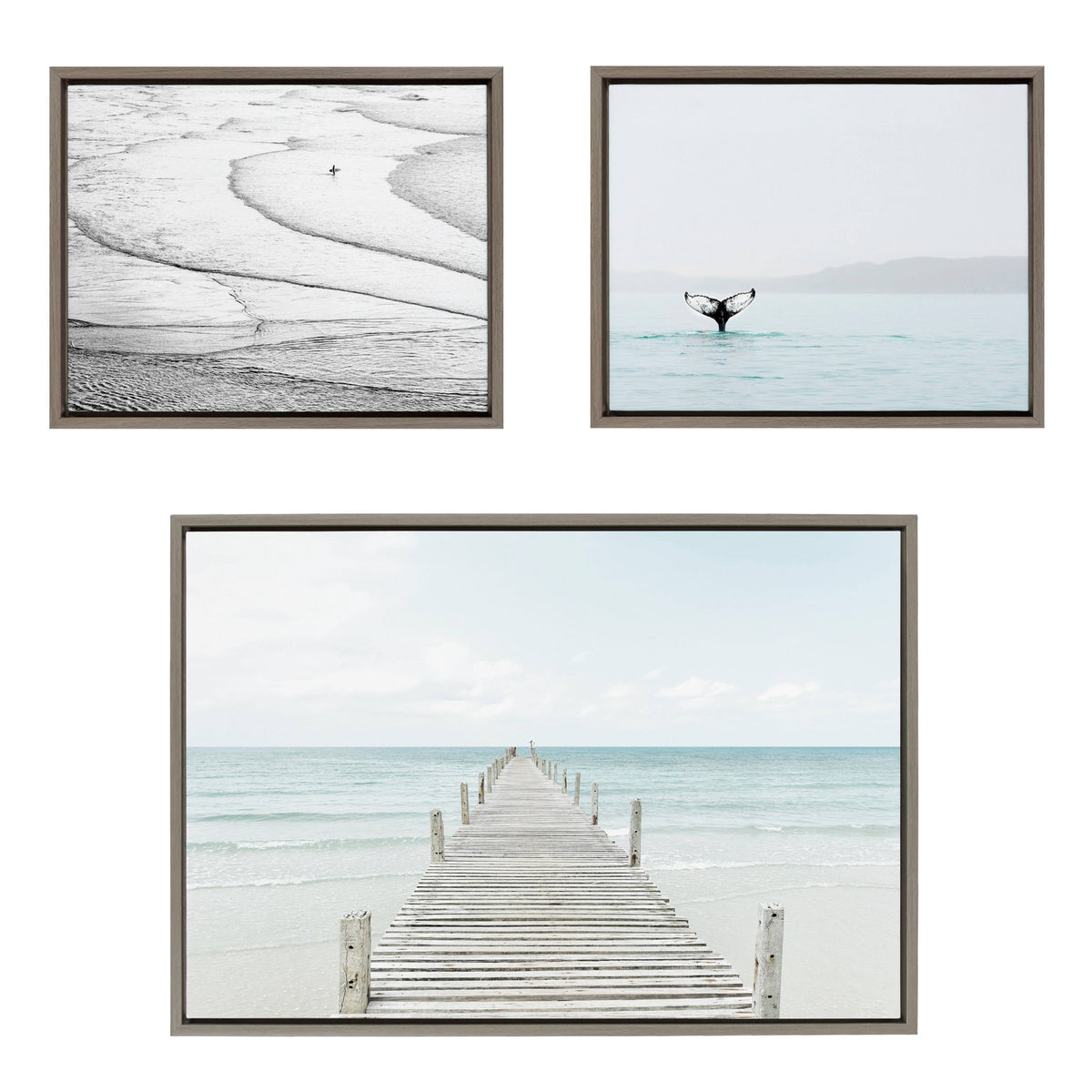 Framed Canvas Set - Gray (3 Piece) Q75356
