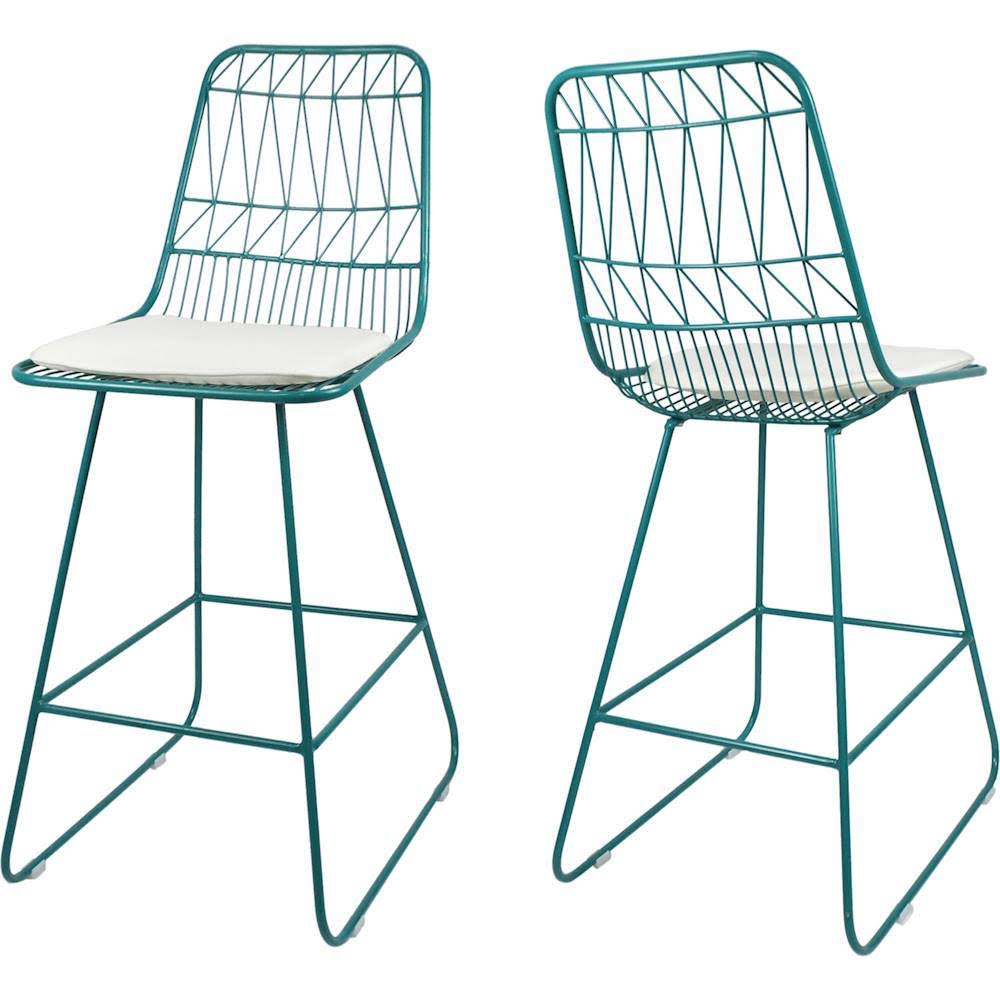 Teal Geometric Iron Cafe Stools (Set of 2) F93539