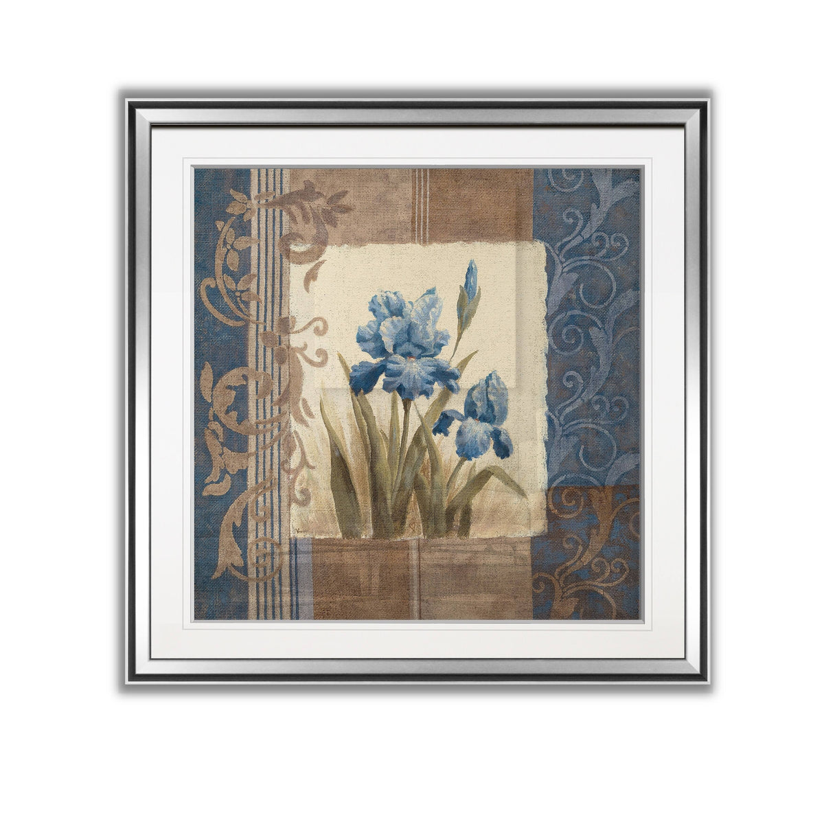 Blue Iris Scroll Framed Giclee Print 38x38 P691426