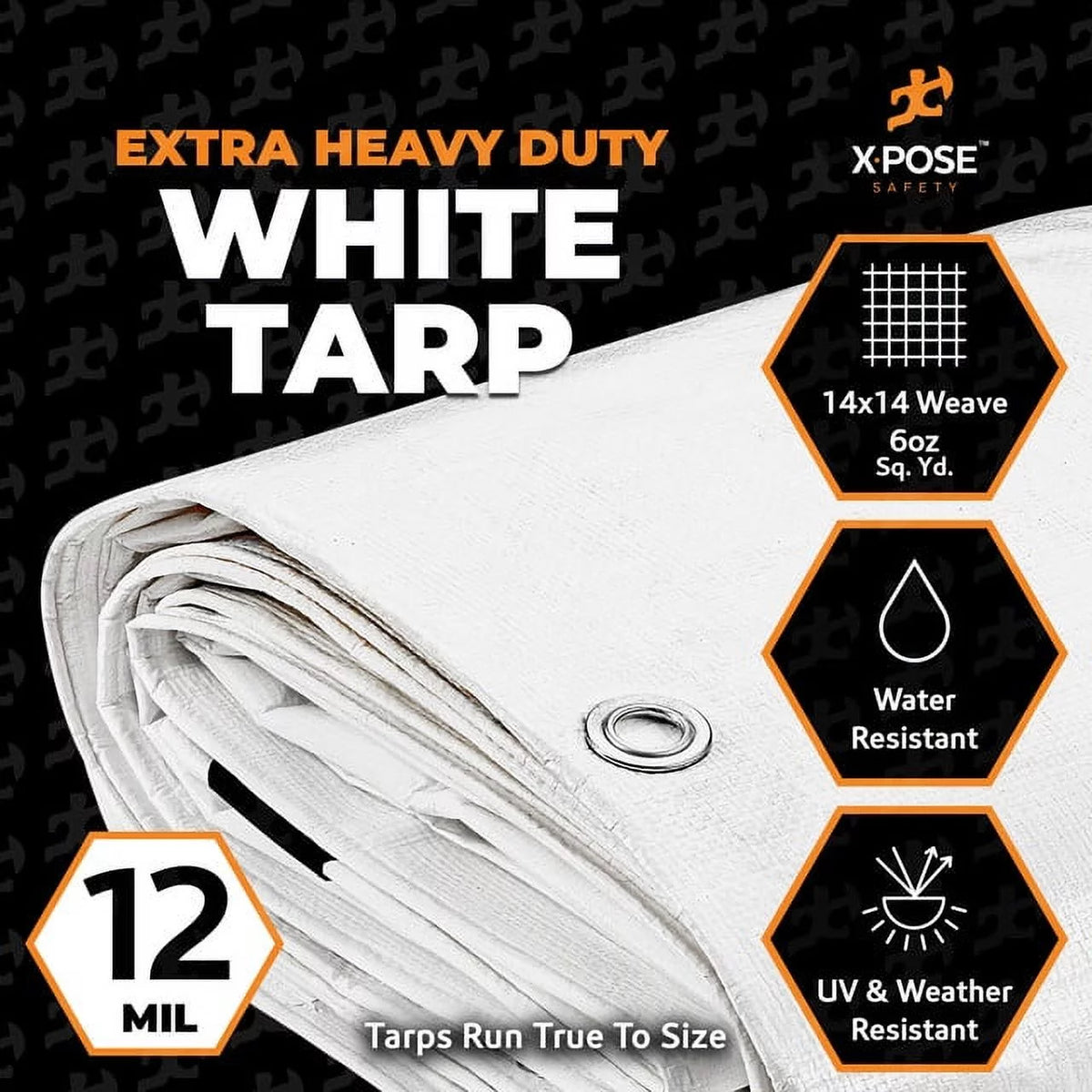 White Heavy Duty 10' x 20' Waterproof 12 Mil Poly Tarp U925