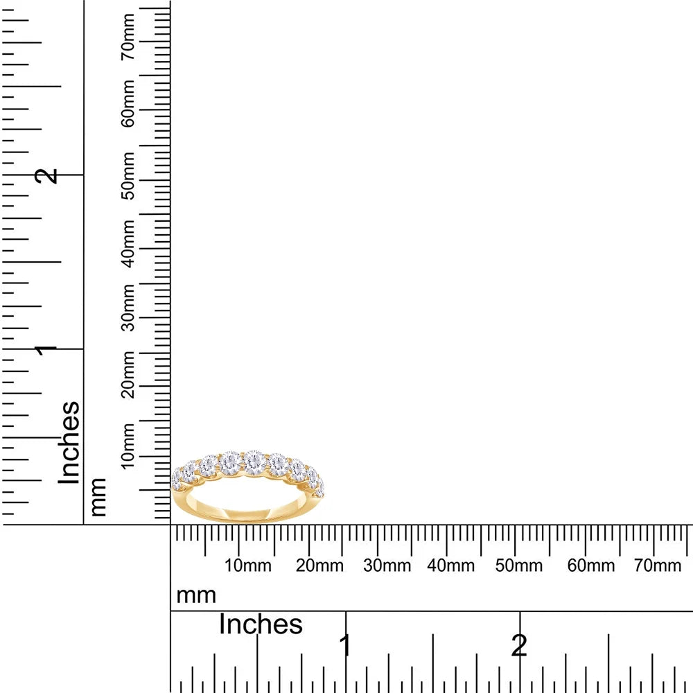 0.86 Carat Round Cut Lab Created Moissanite Half Eternity Wedding Band Ring In 14K Yellow Gold Over Sterling Silver Size 7 E3713