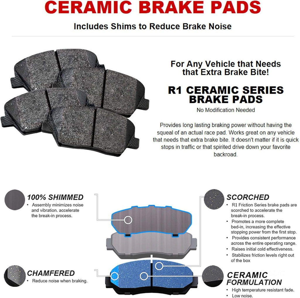 R1 Concepts eLine Replacement Brake Rotors Kit & Semi-Met Brake Pads S86404