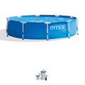 10' x 30 Metal Frame Round Above Ground Swimming Pool with Pump I1872