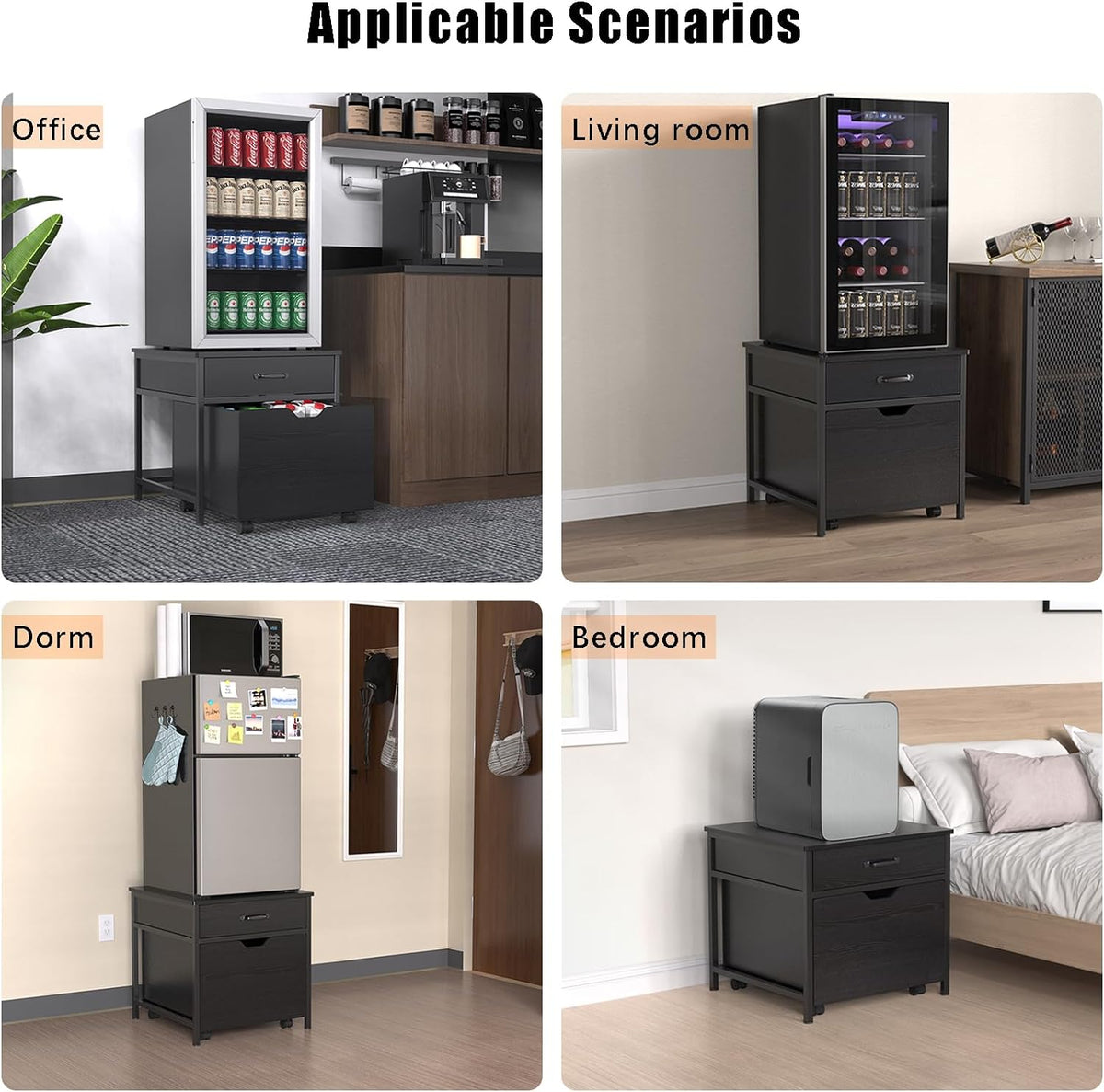 Mini Fridge Stand with Storage Rolling Cabinet 220LBS Capacity F24466
