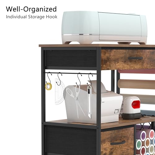 Rustic Brown Storage Cart with Drawers F802