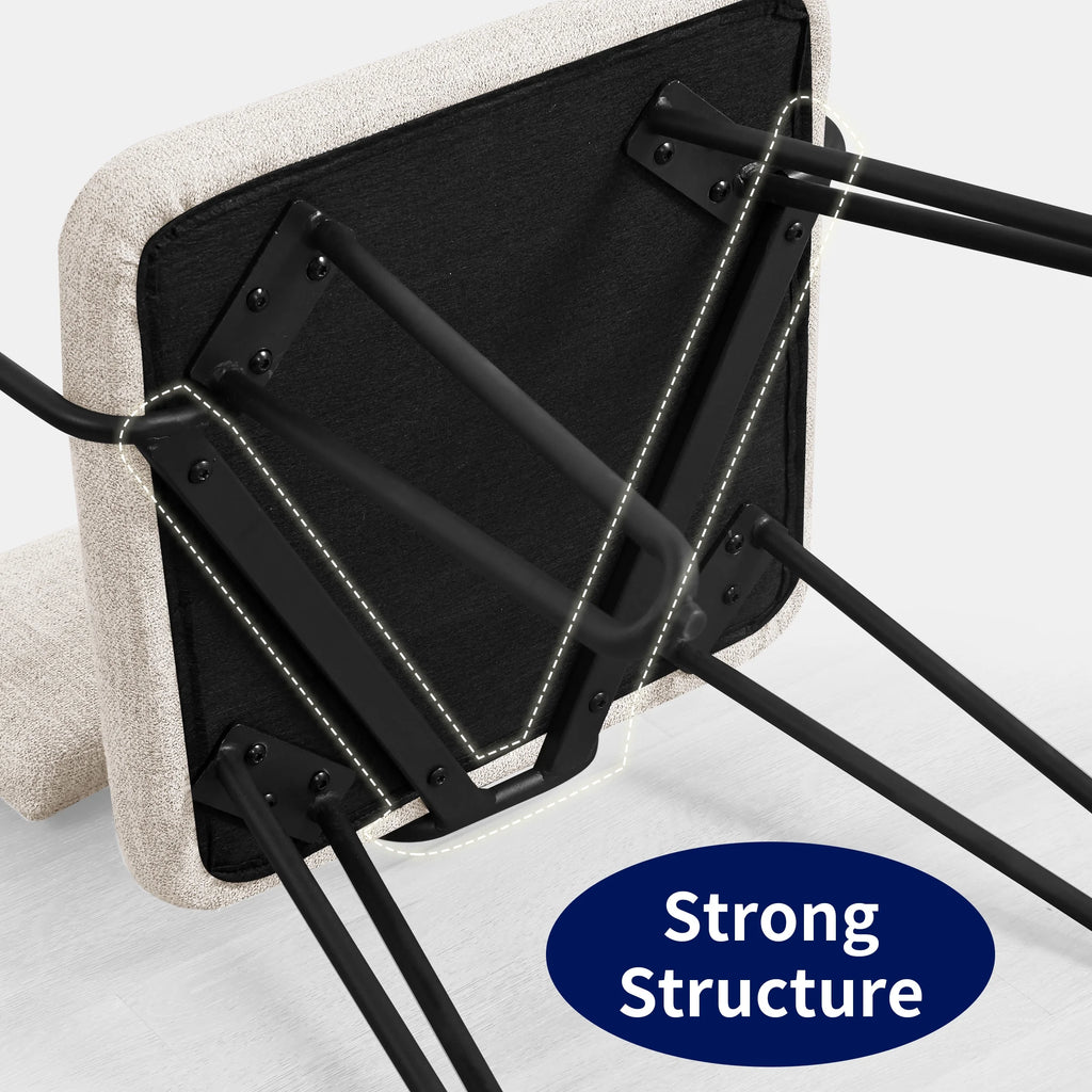 Off-White Set of 6 Dining Chairs with Metal Arms L16712