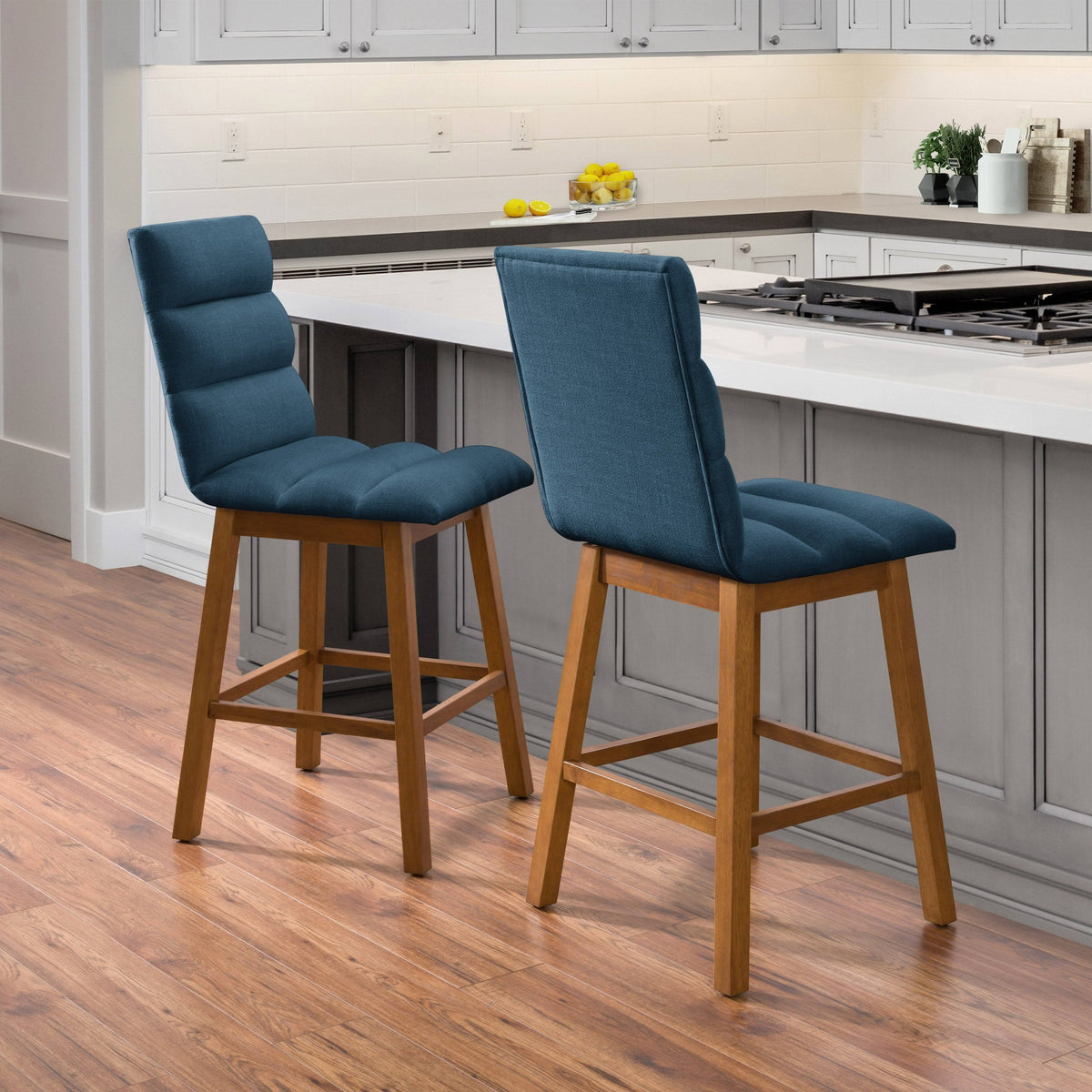 Dark Gray Fabric Barstool - Set of 2 Y34988