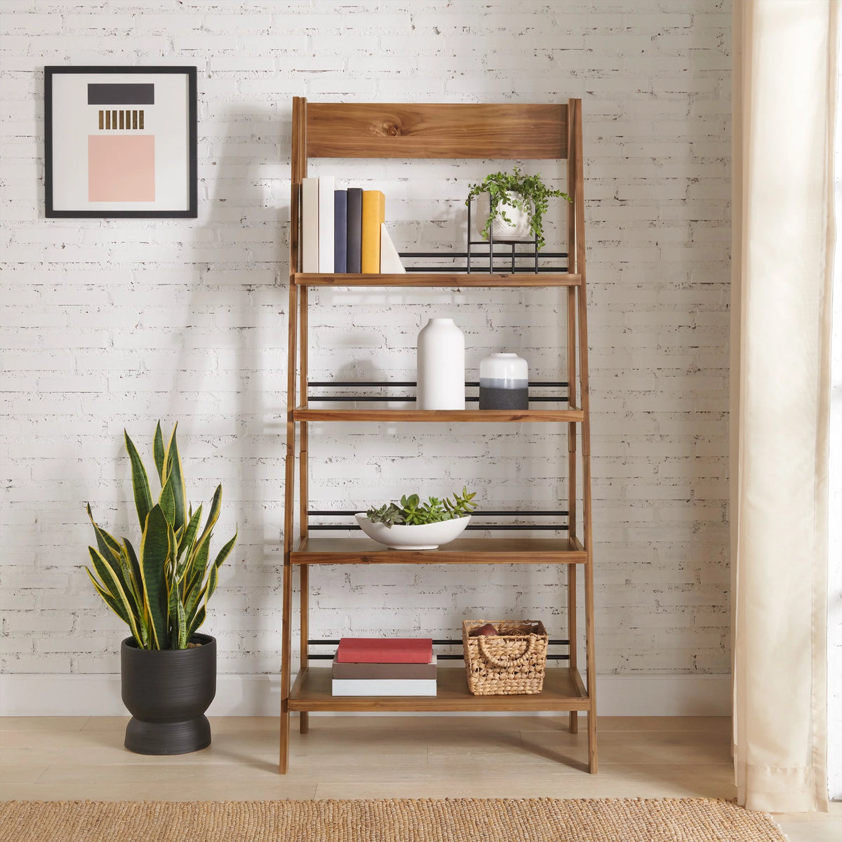 4-Tier Tall Ladder Bookshelf (Walnut) R206082