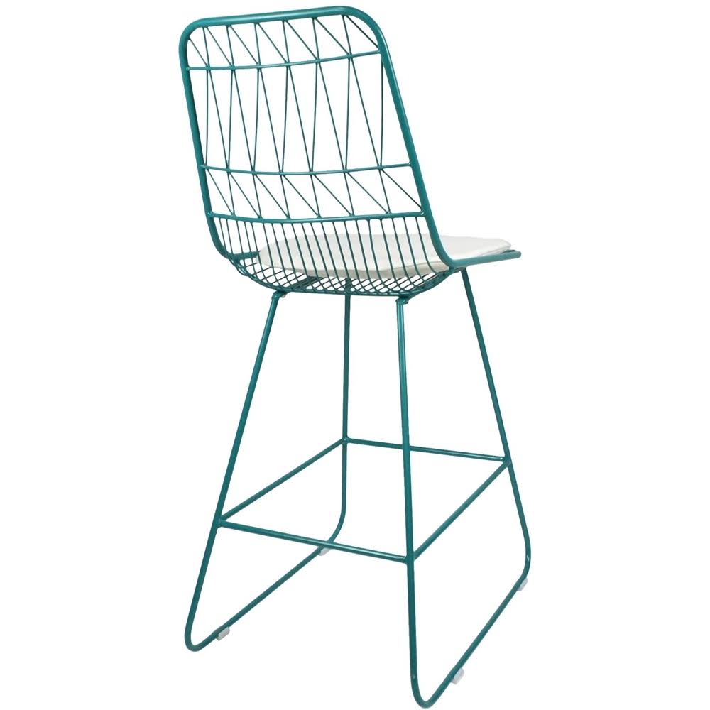 Teal Geometric Iron Cafe Stools (Set of 2) F93539