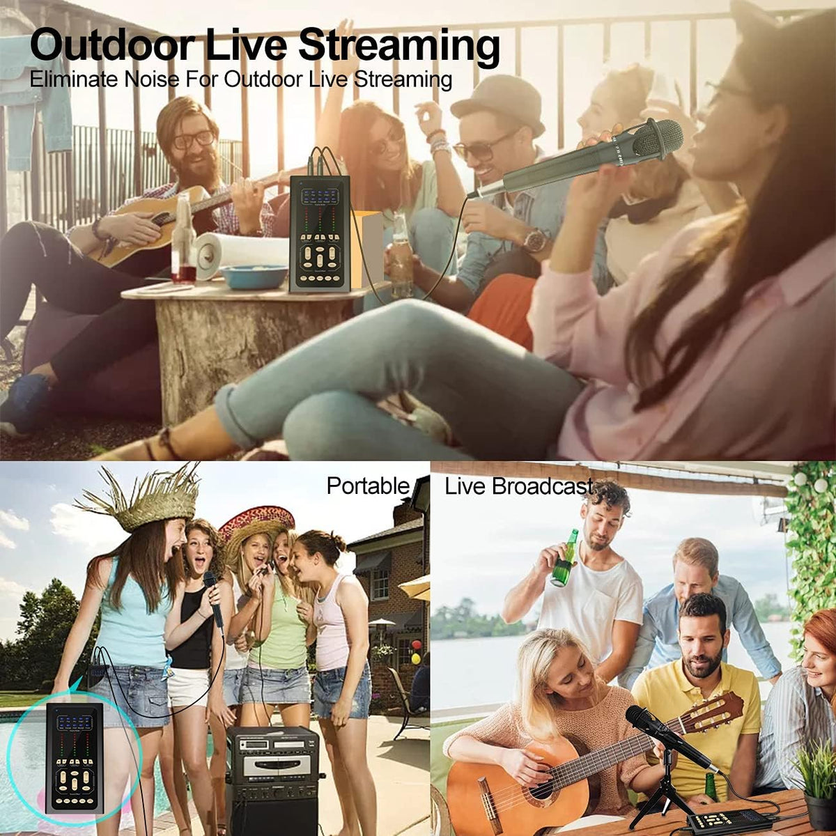 Studio Condenser Microphone USB Live Sound Card Audio Interface H40397