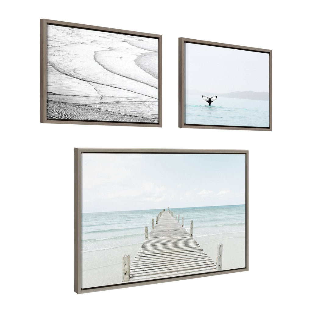 Framed Canvas Set - Gray (3 Piece) Q75356
