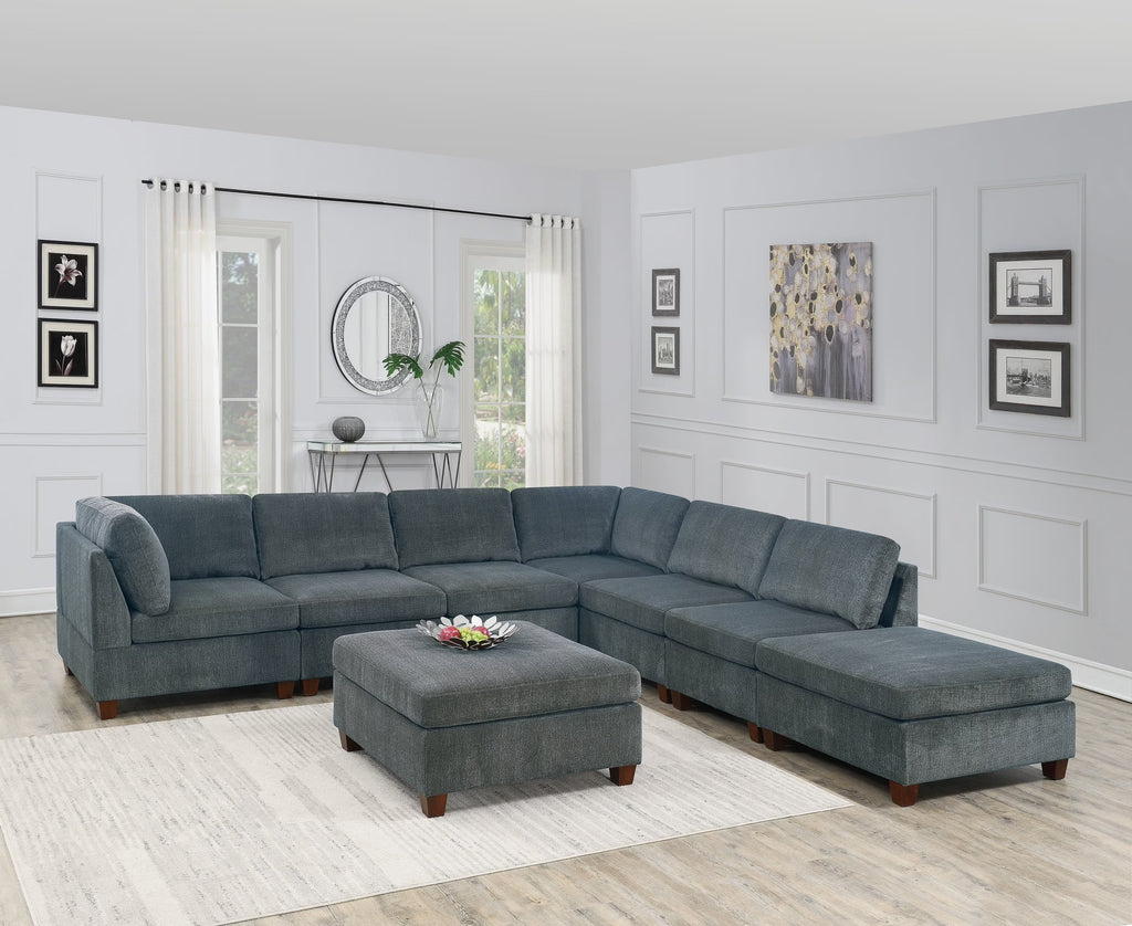 Grey Chenille Modular Sectional 8pc Set O3655