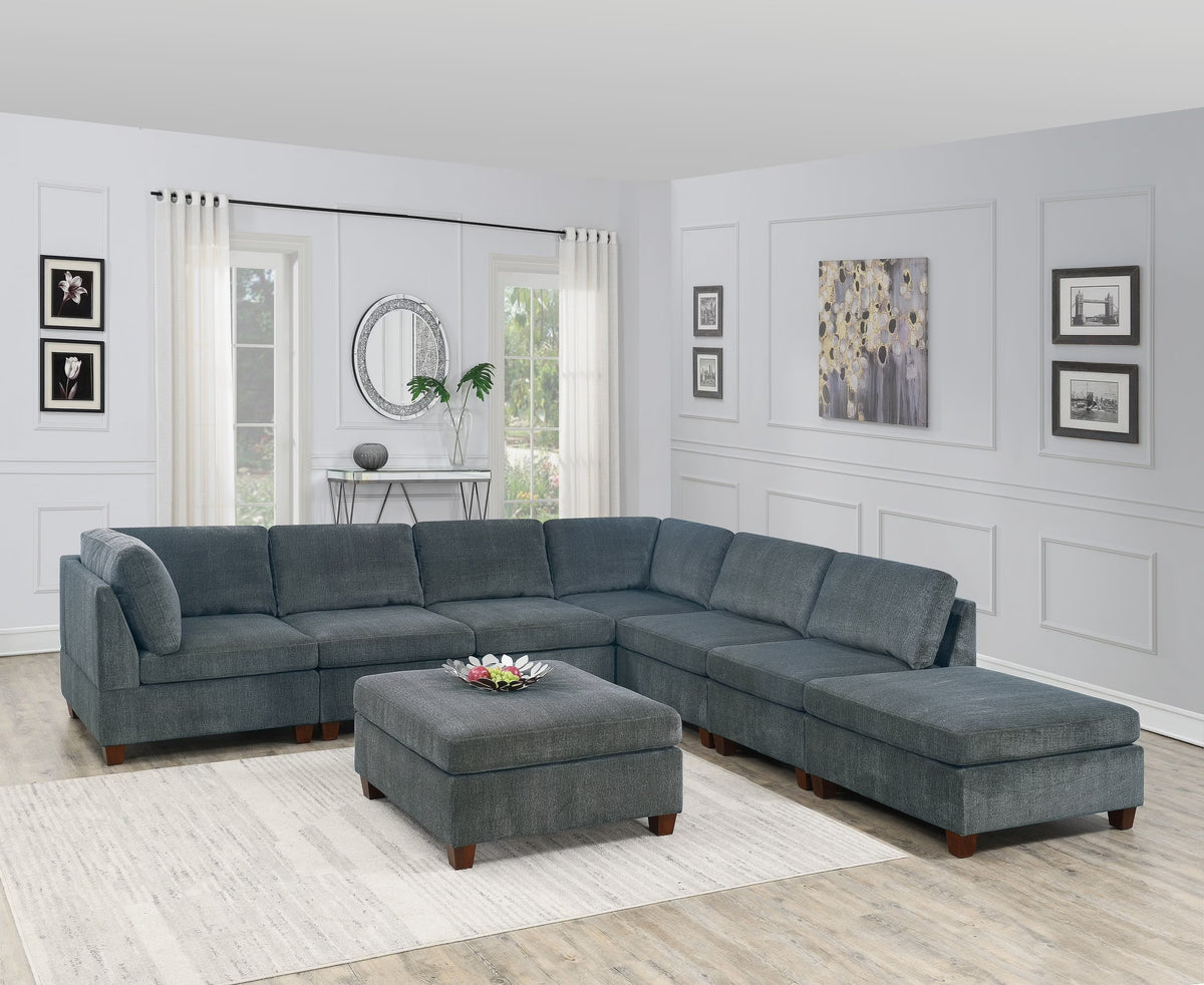 Grey Chenille Modular Sectional 8pc Set O3655