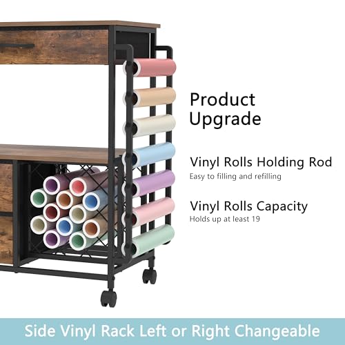 Rustic Brown Storage Cart with Drawers F802