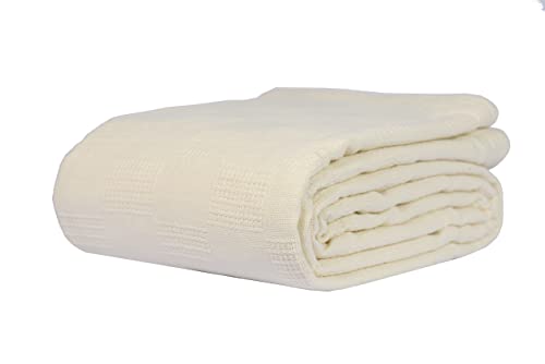 100% Cotton Thermal Blanket (74x100 in, White) V32537