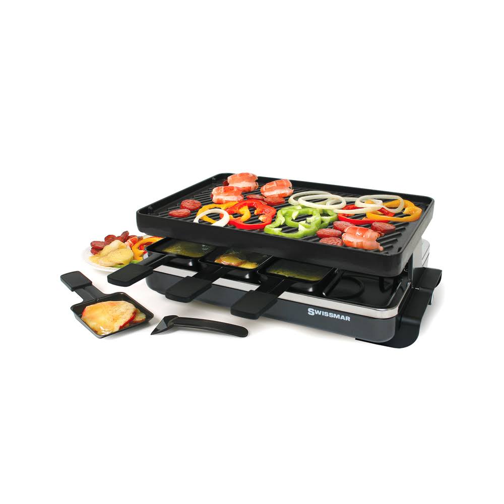 8-Person Raclette with Reversible Cast Iron Grill Plate, Black U75800