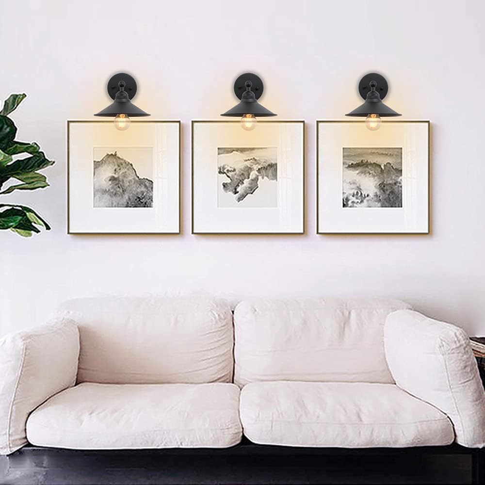 3 Pack Black Metal Wall Fixture Lighting Lamp F16490