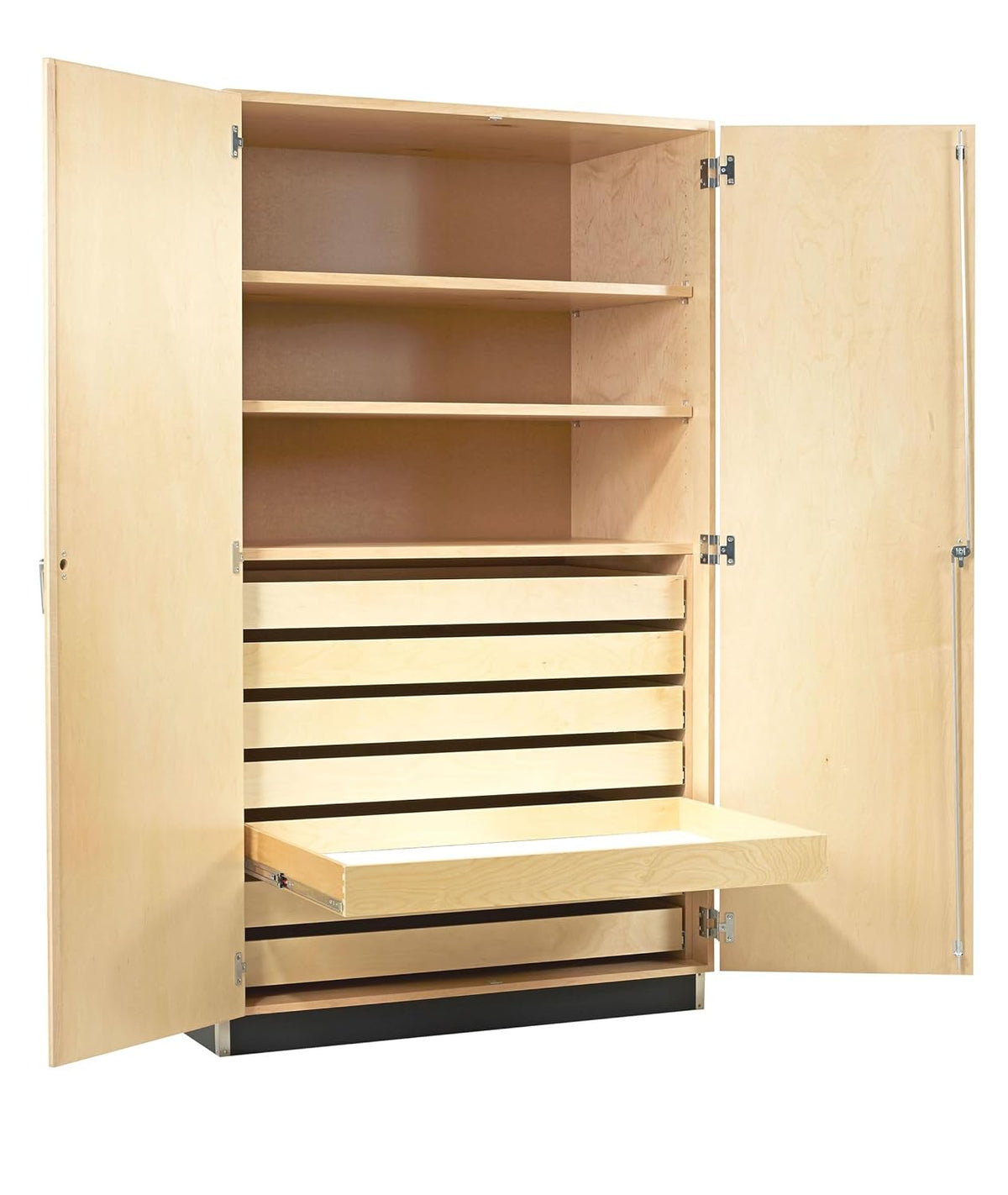 48"W x 30"D x 84"H Maple Storage Cabinet with 7 Drawers and Locking Double Doors V386