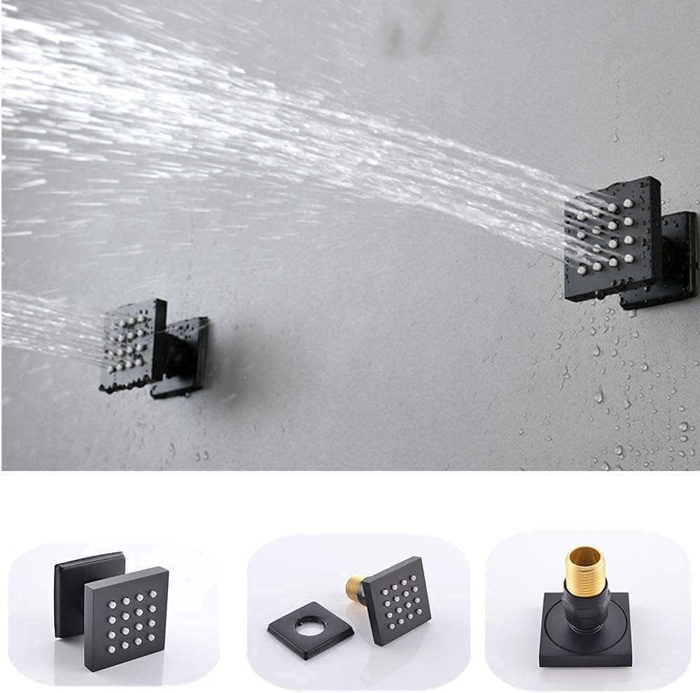 12 Inch Matte Black Thermostatic Rain Shower System E8460