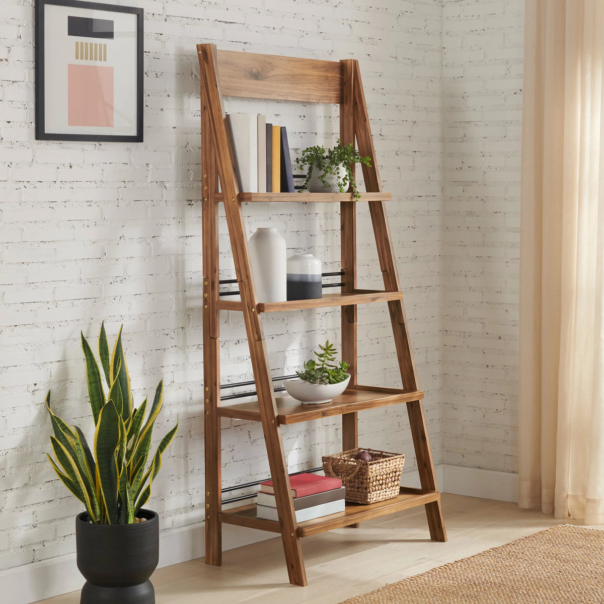 4-Tier Tall Ladder Bookshelf (Walnut) R206082