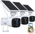 Wireless Solar Security Camera System with Base Station and 4 Cameras, 3MP Night Vision, IP65 Waterproof F493670