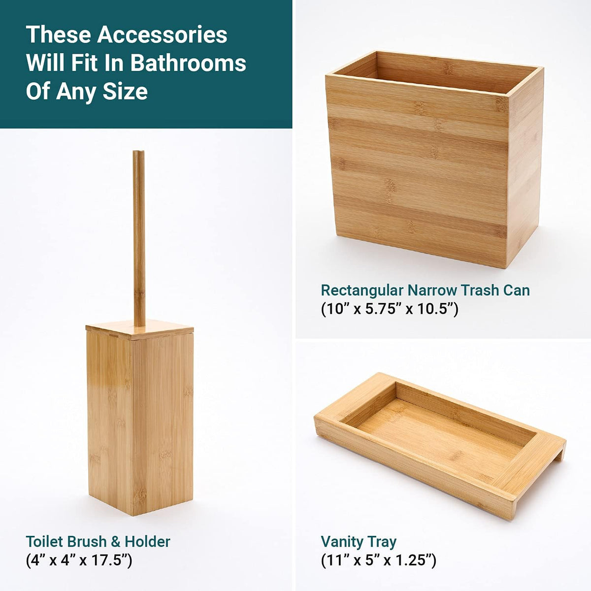 Bamboo Bathroom Trash Can 3 Piece Set D6615