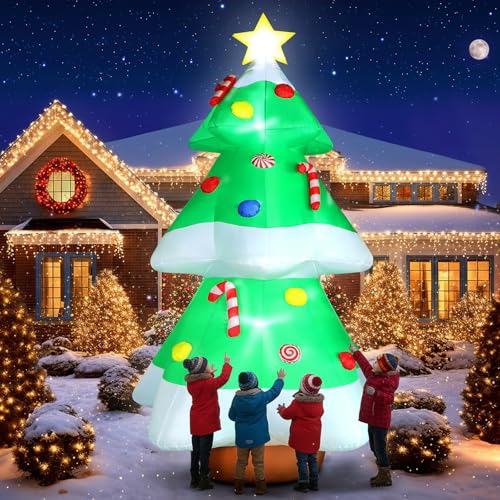 10 FT Christmas Inflatables Snowman Outdoor Yard Decorations with LED Lights A30088