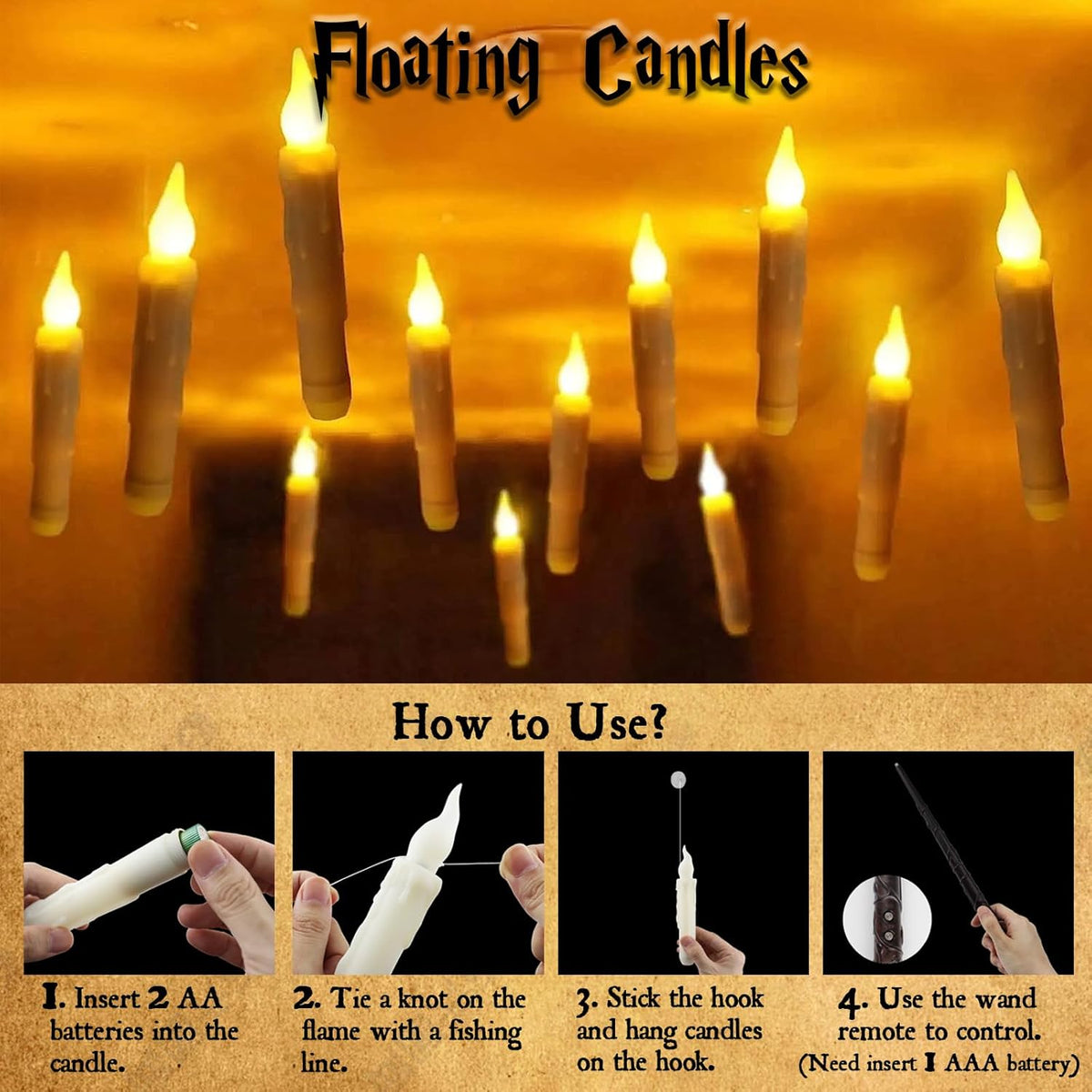 12 Pcs Flameless LED Floating Candles with Remote Control N4774