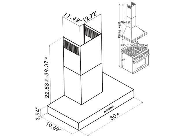Wall-Mount 30x22 Range Hood B3784
