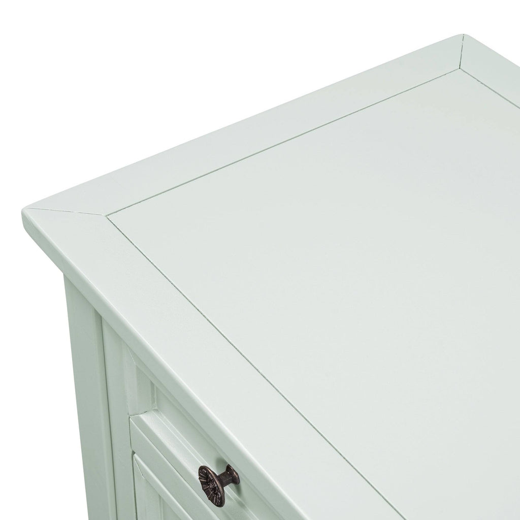 Light Blue Green Pine Console Table with 7 Drawers 1 Cabinet 1 Shelf V3550