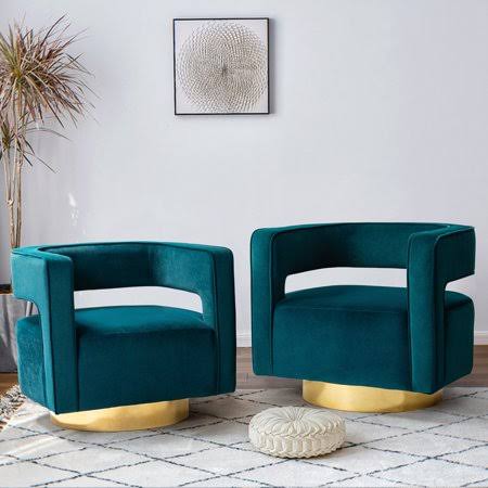 Teal Swivel Barrel Chair Set of 2 R684578
