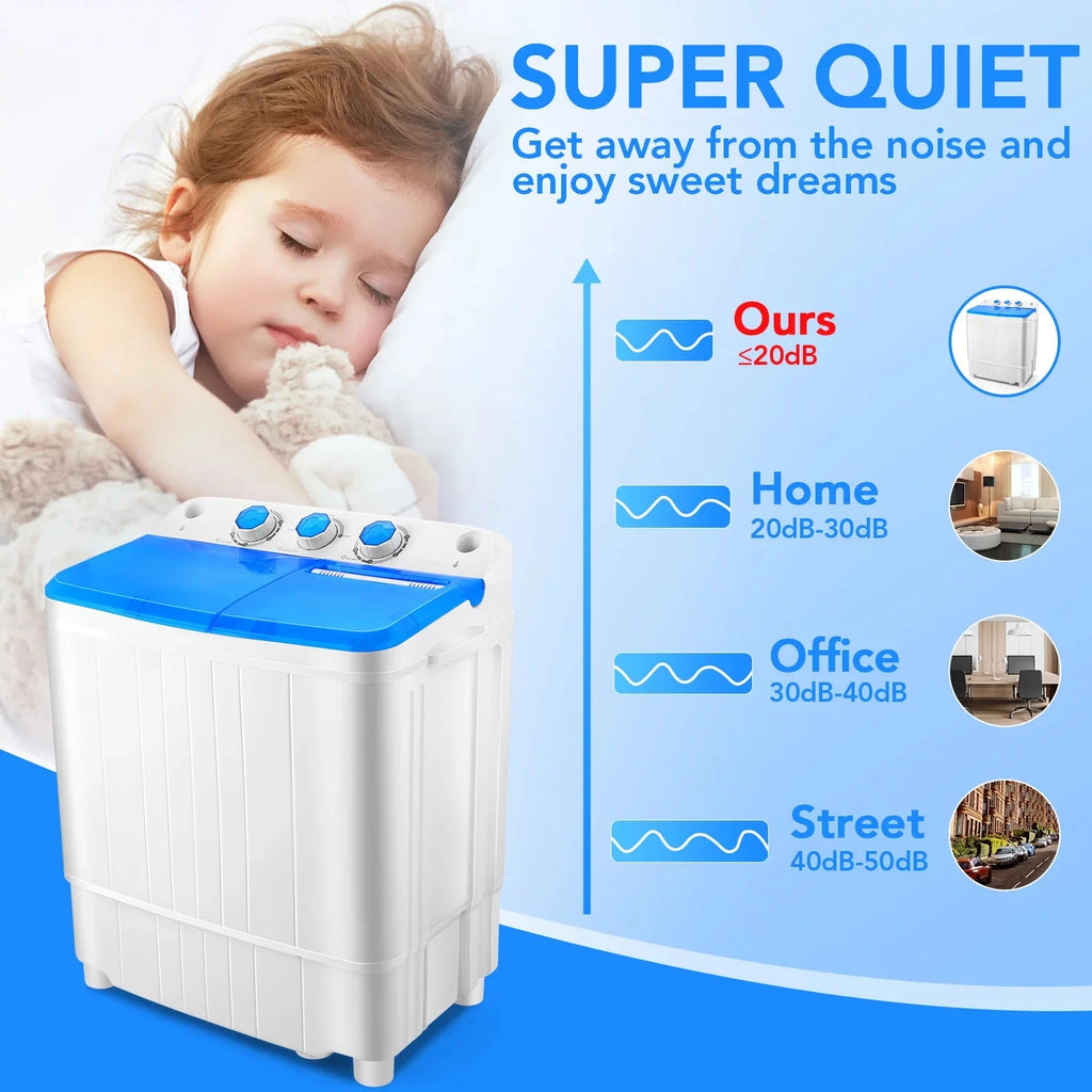 Mini Washing Machine, 11lbs Washer & 6.6lbs Spin Dryer Combo, Compact Washer Machine with Drain Pump A61252